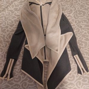 Lululemon Gray w/ white faux fur lined Cardigan